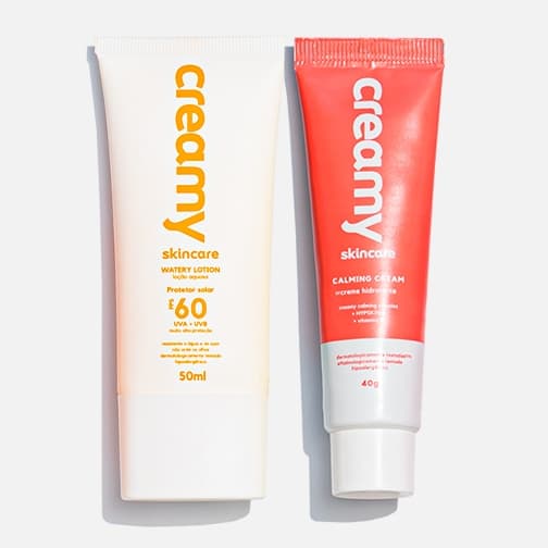 Kit Duo Protetor Solar FPS60 + Gel Creme Hidratante Facial Calming Cream - Creamy Skincare