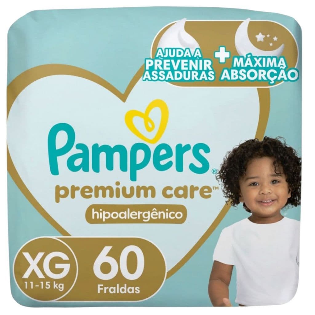 Fralda Pampers Premium Care Tamanho XG 60 Unidades