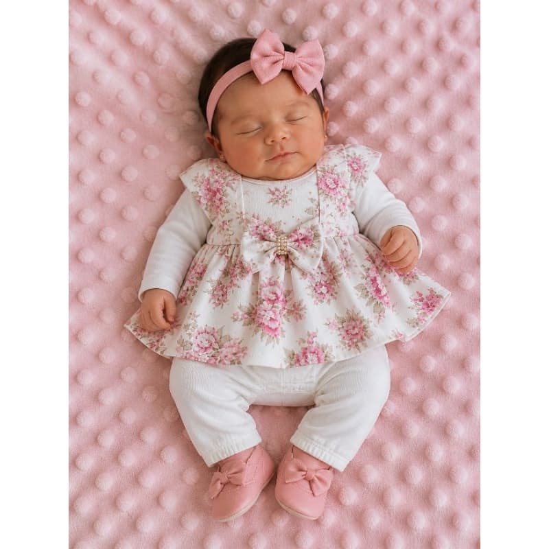 🏆 Kit 9 Peças Bebê Menina Body + Vestido + Mijão 100% Algodão – Enxoval Completo RN (0 a 3 Meses)