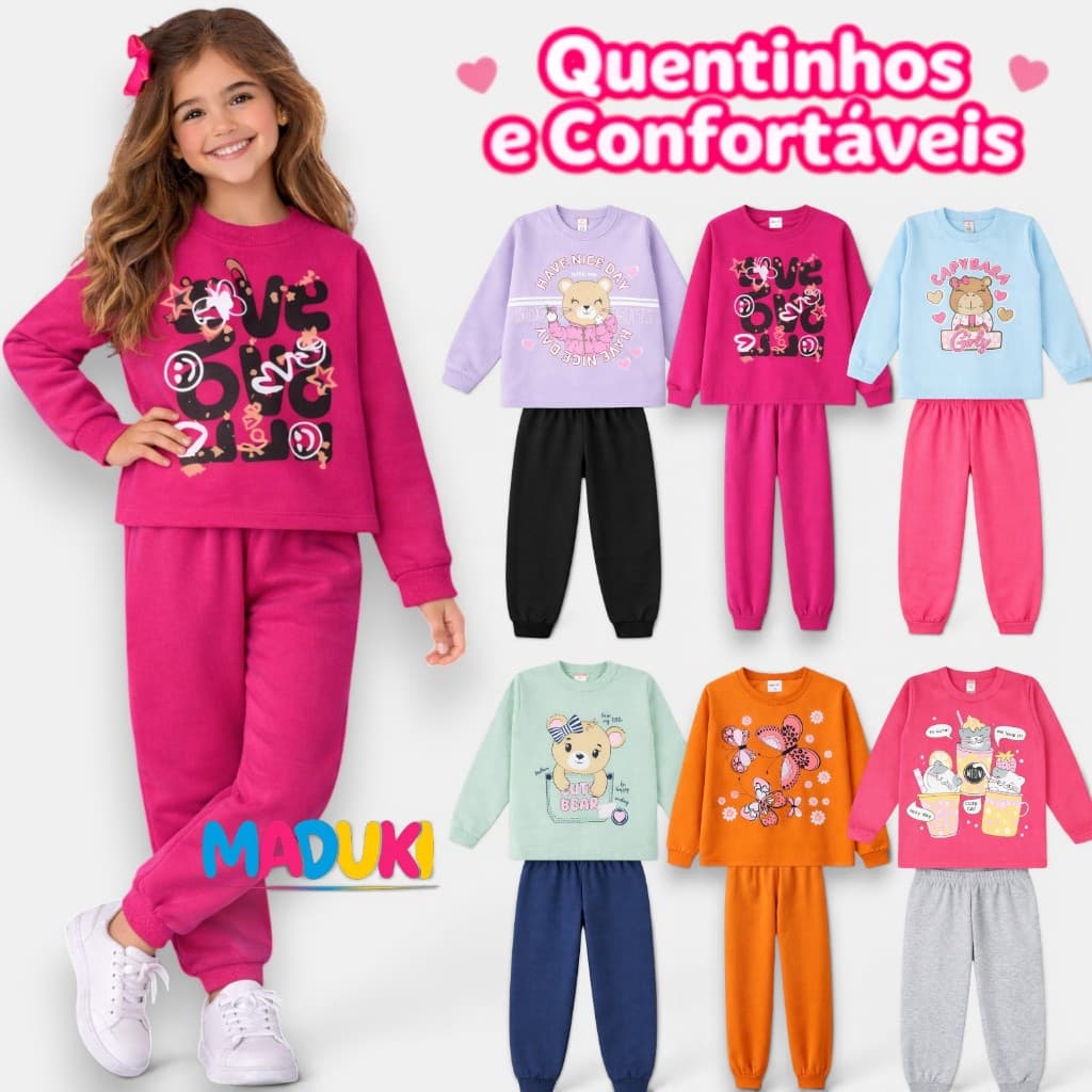Kit 4 Peças Moletom Infantil Feminino Menina Inverno