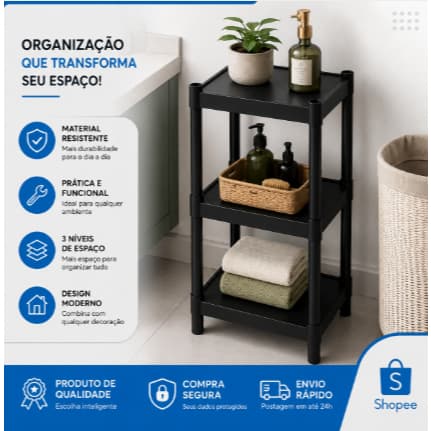Prateleira Organizadora Multiuso 2 a 7 Andares Para Banheiro Cozinha Lavanderia Quarto Sapateira