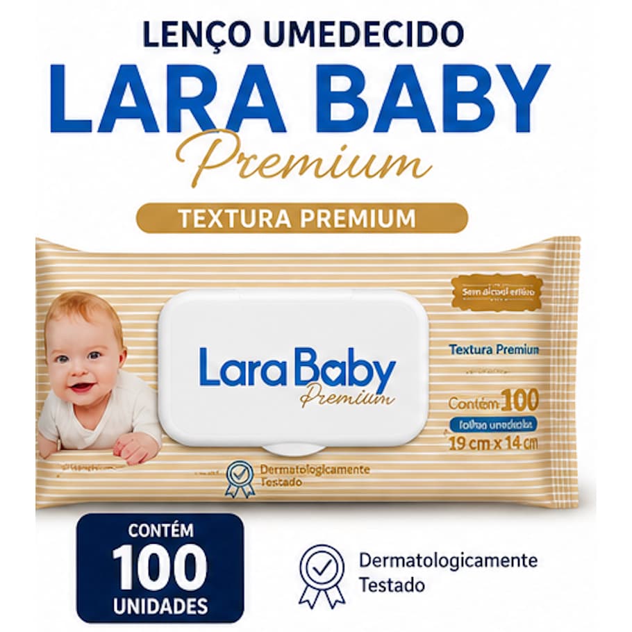 Lenços Umedecidos  Bebê Sem Álcool Hipoalergênico  Lara Baby  Toque Suave Limpeza Infantil RN Toalhas Umedecidas