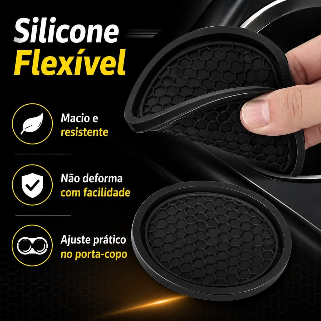 Kit 2 Bases Para Copo Porta-Copos De Carro De Borracha Macia Carpei