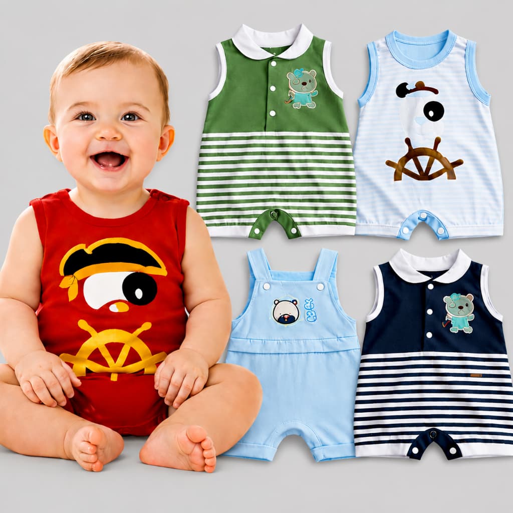 Kit 5 Macacões Bebê Menino 100% Algodão Antialérgico RN 0 a 6 Meses Roupa de Bebê Confortável para Enxoval Recém-Nascido