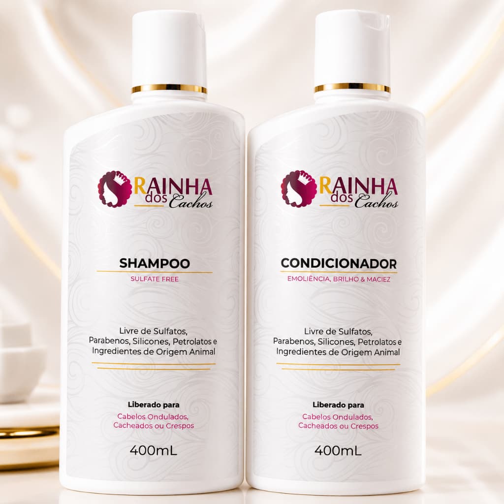 Kit Shampoo Low Poo + Condicionador Hidratante 400ml Cabelos Cacheados ou Crespos