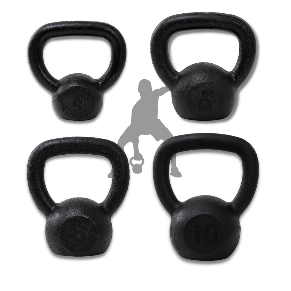 Kit Kettlebell 4kg, 6kg, 8kg e 10kg Pintado Levantamento de Peso Swing Musculação Treino em Casa