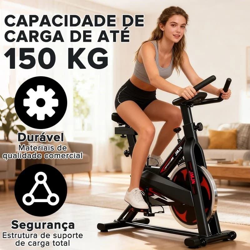 Bicicleta de Spinning Ergométrica Profissional – Suporta 150Kg Volante de Inércia 10Kg