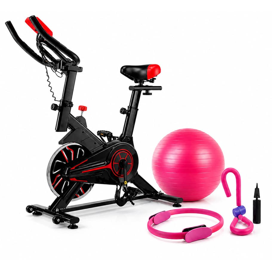 Bicicleta Spinning Ergometrica 6kg + Kit Pilates Completo