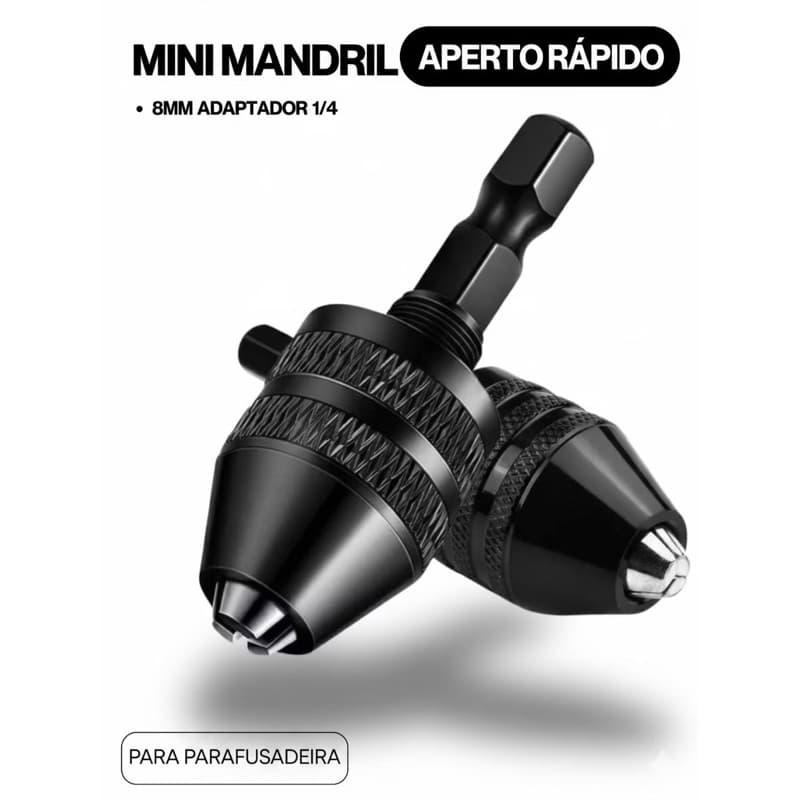 Mandril Aperto Rápido 8mm Para Parafusadeira e Furadeira Elétrica Adaptador Haste 1/4