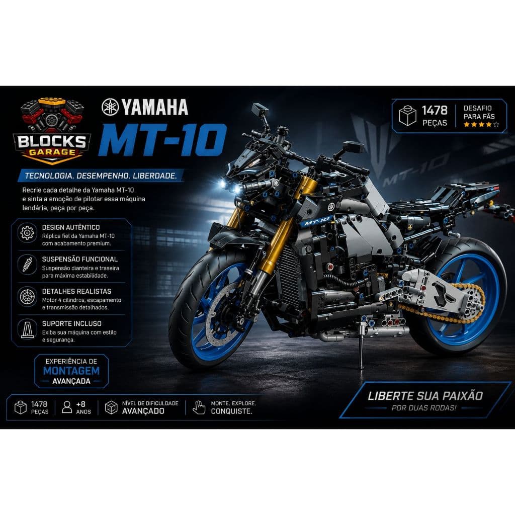 Blocos de Montar Lego Moto Yamaha MT-10 1478Pcs Com Manual de Montagem  **SEM CAIXA(BOX)**