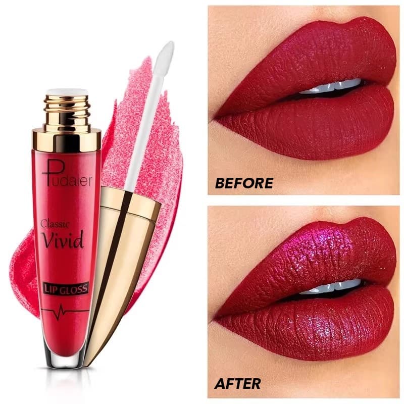 Pudaier Batom Líquido Glitter Diamante Matte to Glitter À Prova D'Água Longa Duração Gloss Labial Brilhante