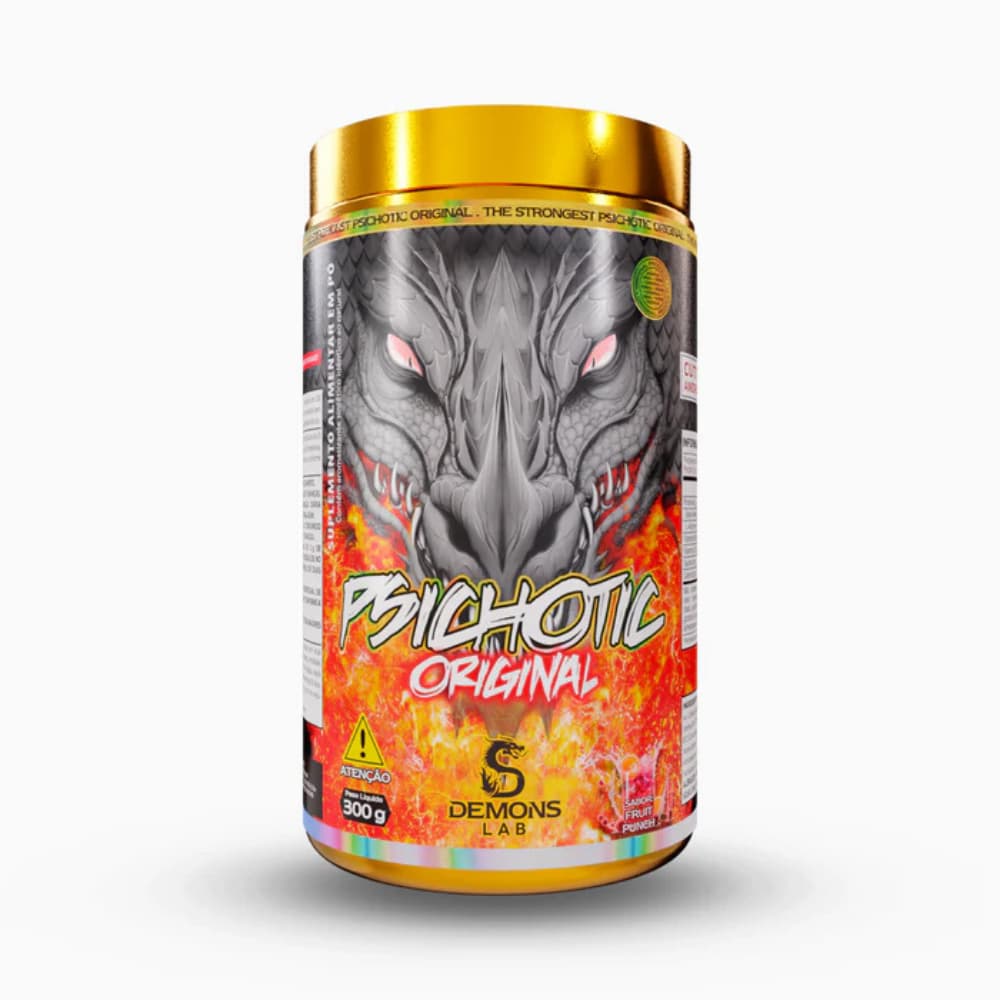 Pré Treino Psichotic Original 300g - Demons Lab Usa Sabor Frutas Vermelhas Em Pó