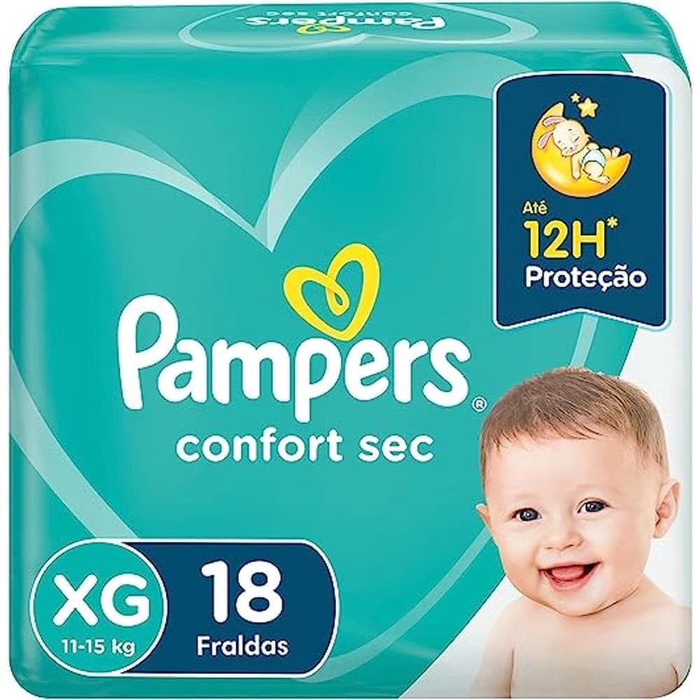 Fralda Pampers Confort Sec Tamanho XG Com 18 Unidades