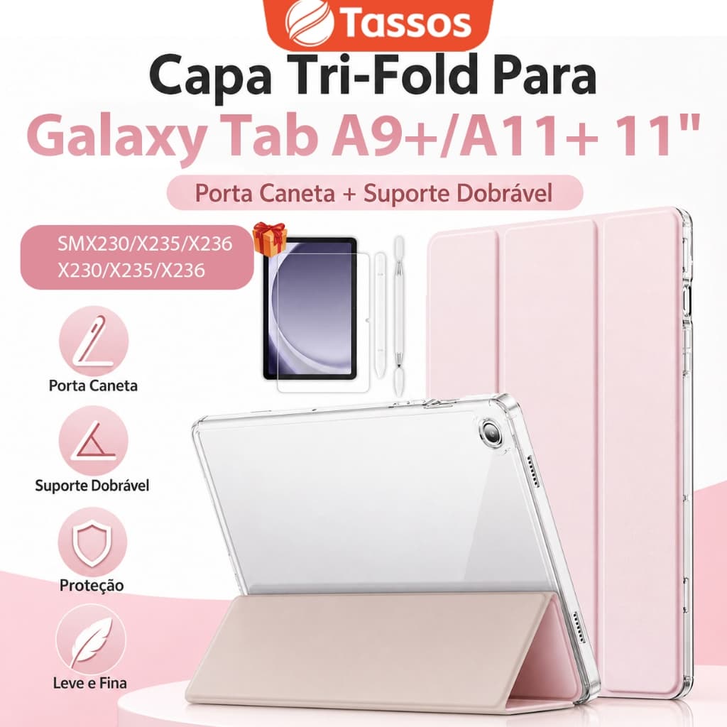 Capa para Samsung Galaxy Tab A11+/A9+/A9+Plus 11Polegadas S10FE/S9/S6Lite Suporte para Caneta S Pen e Auto Wake/Sleep