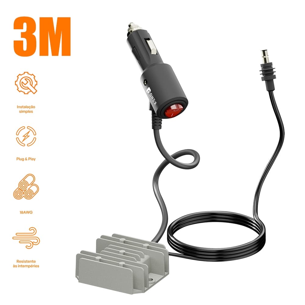 Conversor Boost Veicular para Starlink Cabo 2m/3m  Entrada 10-28V Saída 30V 3.5A Mini  Carregador Tomada de Carro