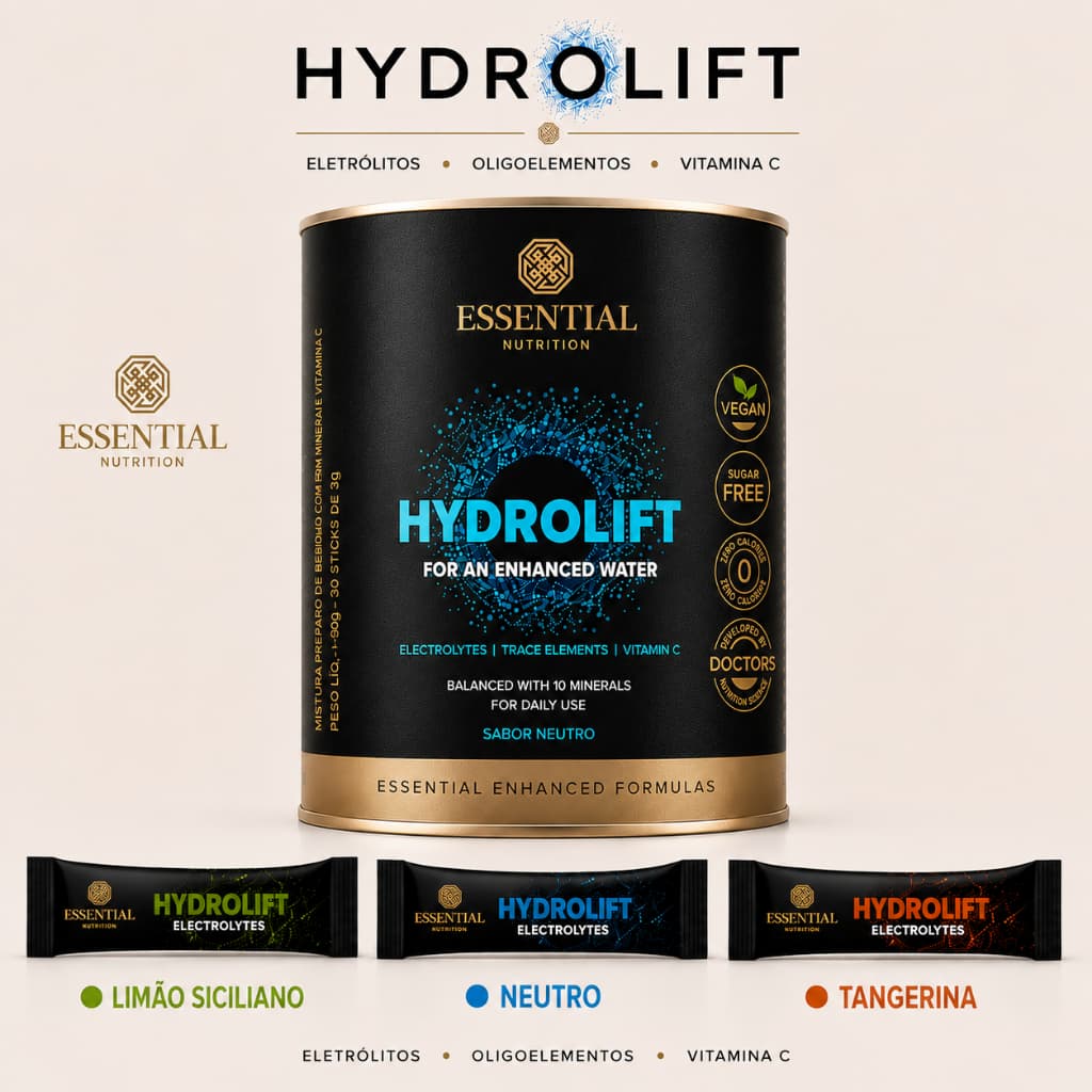 Hydrolift  Essential Nutrition Repositor de Eletrólitos com Vitamina C , Magnésio , Zinco , Sódio, Potássio , Selênio