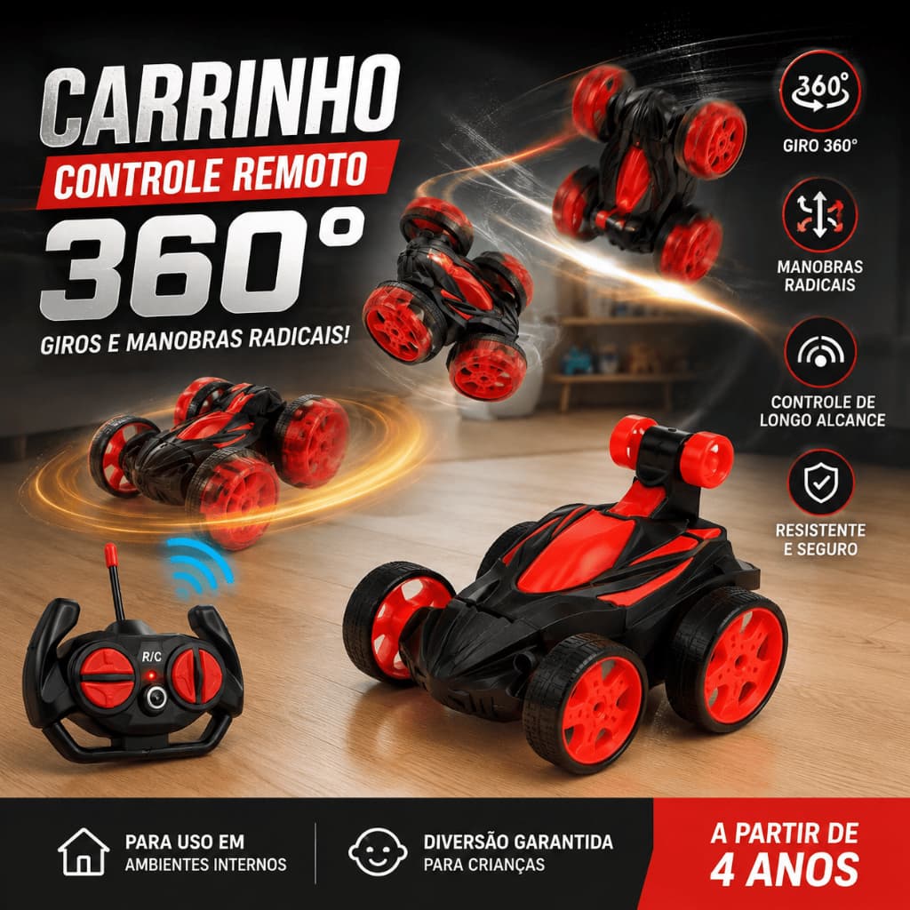 Carrinho Controle Remoto Acrobático 360° RC Giro Radical Brinquedo Infantil