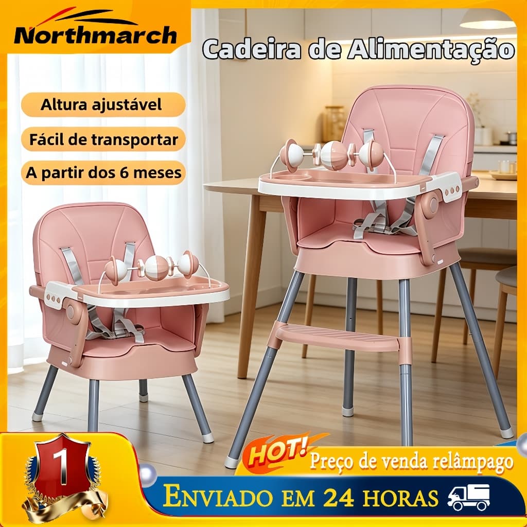 Cadeira de Alimentação Dobrável e Desmontável para Bebê, Cadeirão Infantil Segurol