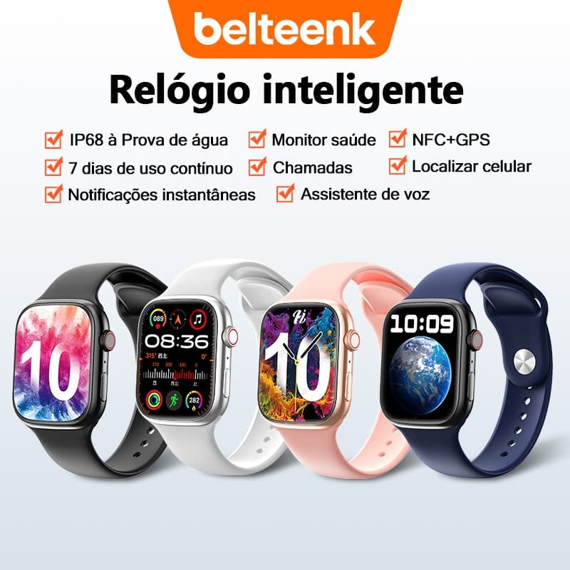 relógio smartwatch masculino feminino 2026 Novo T900 Watch 10 NFC/GPS/Android/iOS Chamada Bluetooth À prova d'água