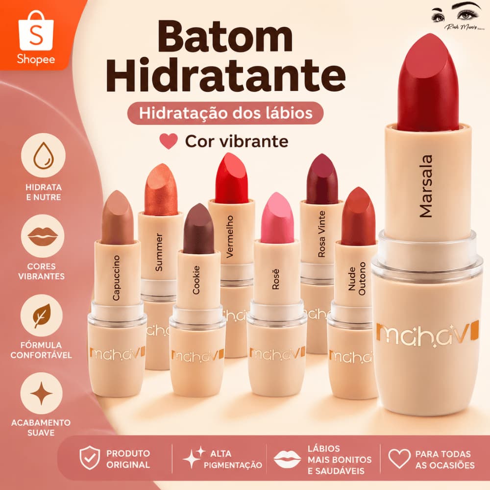 Batom Bala Bastão Dia a Dia Mahav Hidratantes