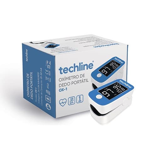 Oxímetro de Dedo Techline Ox-1 Tela LED SpO2 PRbpm Desligamento Automático