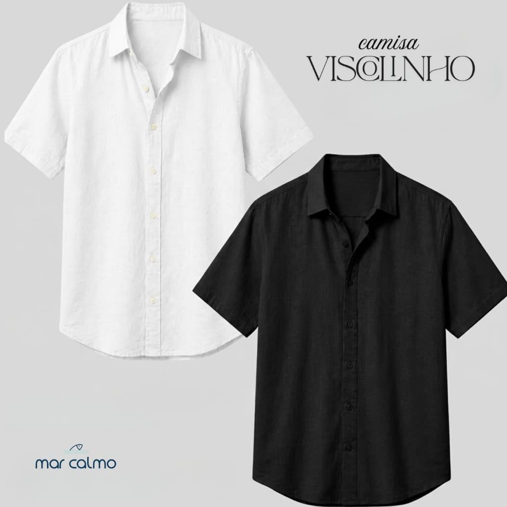camisa social masculina visco linho manga curta slim verão