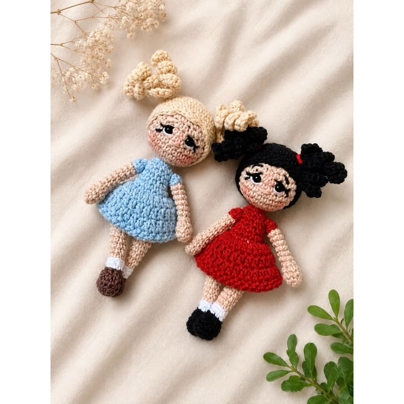 Kit 2 Bonecas Amigurumi 16cm Crochê Quarto Bebê Menina Maternidade