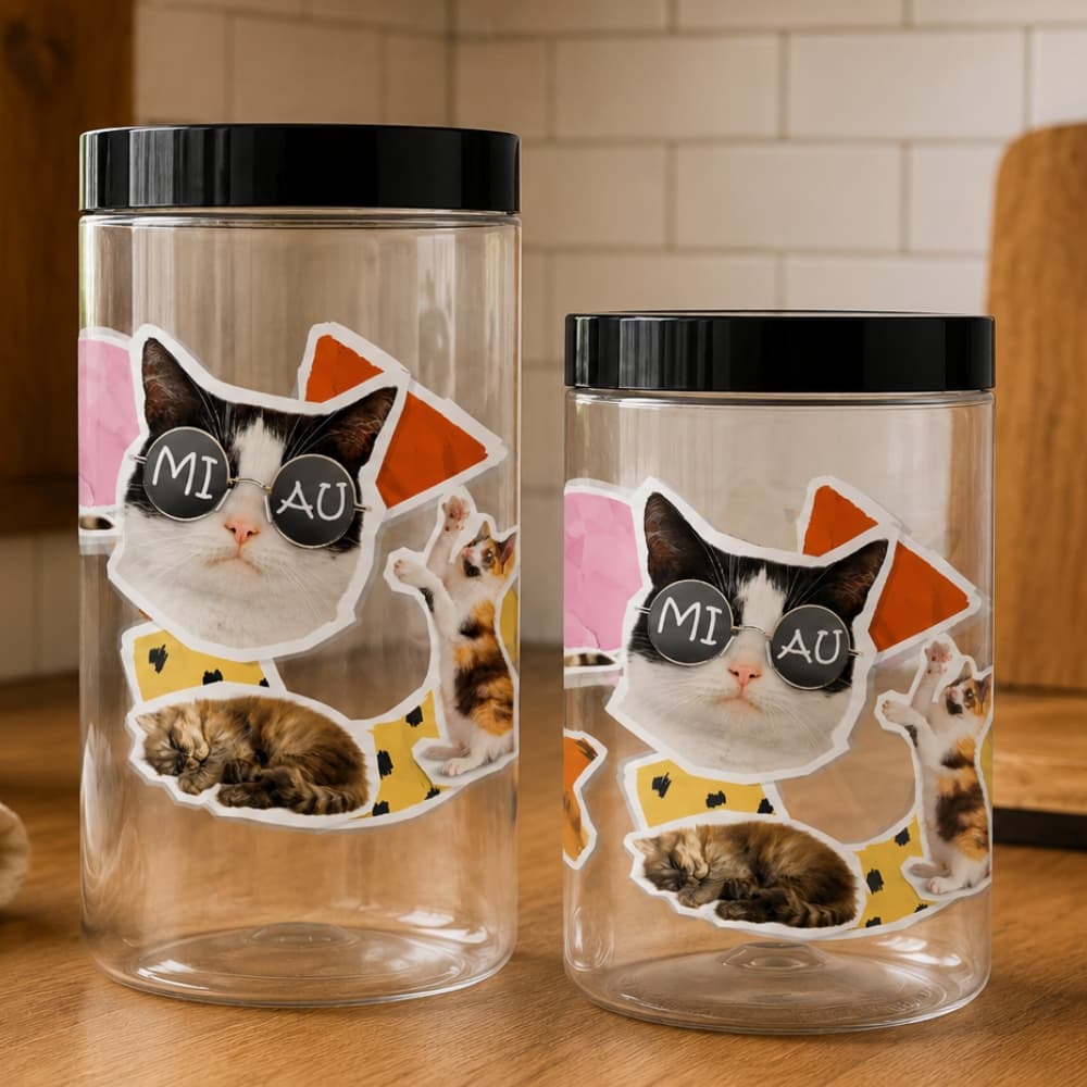 Kit 2 Porta Ração Petiscos Cachorro 2lt E 1,5lt Potes Rações