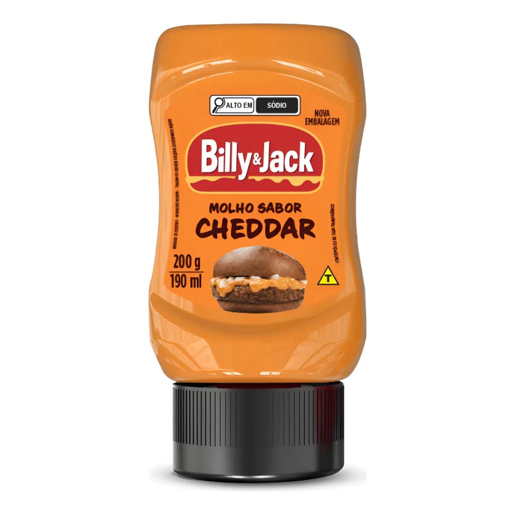 Molho Cheddar Billy & Jack 200g - Sabor Autêntico e Textura Cremosa, Versátil e Pronto para Servir