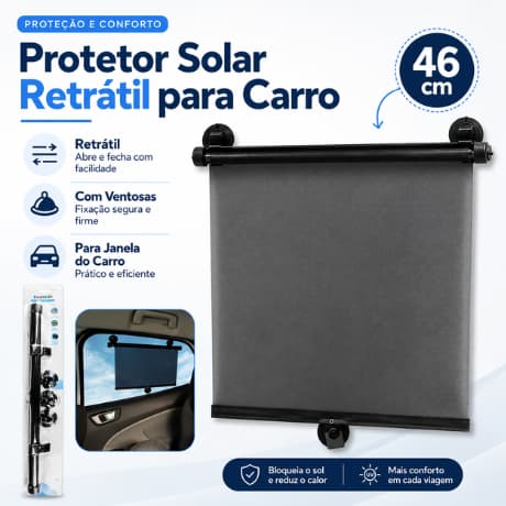 Protetor Cortina Solar Retrátil Para Janela De Carro Pimpolho Infantil Com Ventosa 46cm
