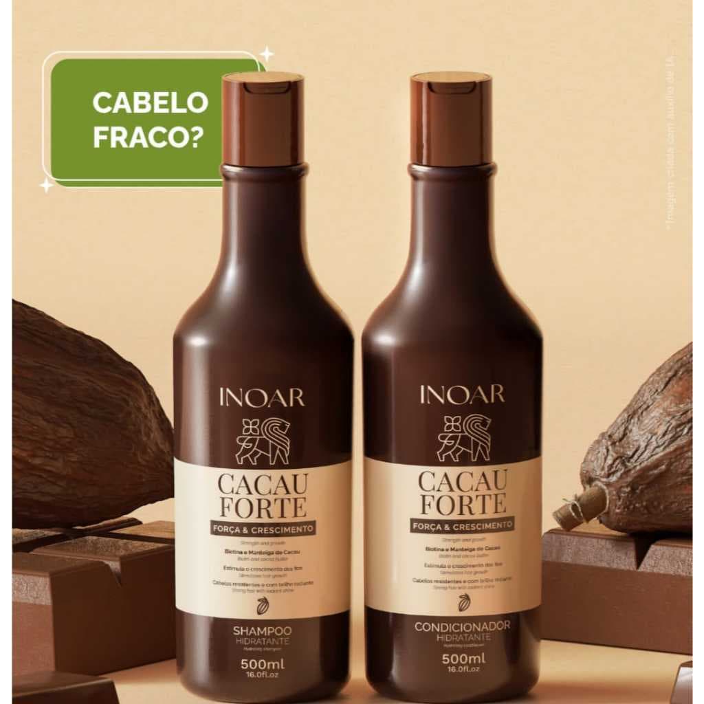 Inoar Cacau Forte Hidratante Shampoo 500ml + Condicionador 500ml - Força e Crescimento