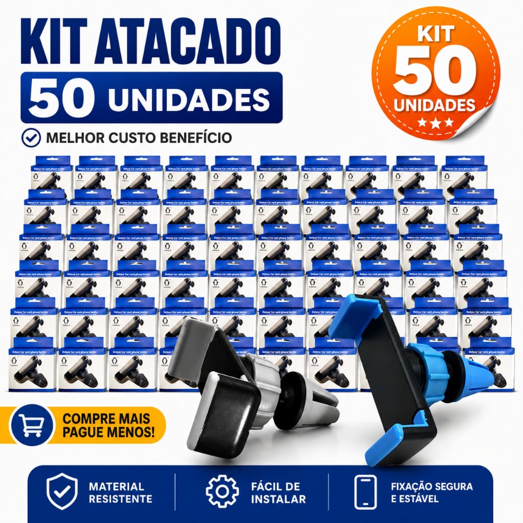 Kit 50 Suportes Para Celular Carro Universal Saída De Ar Veicular Atacado Revenda