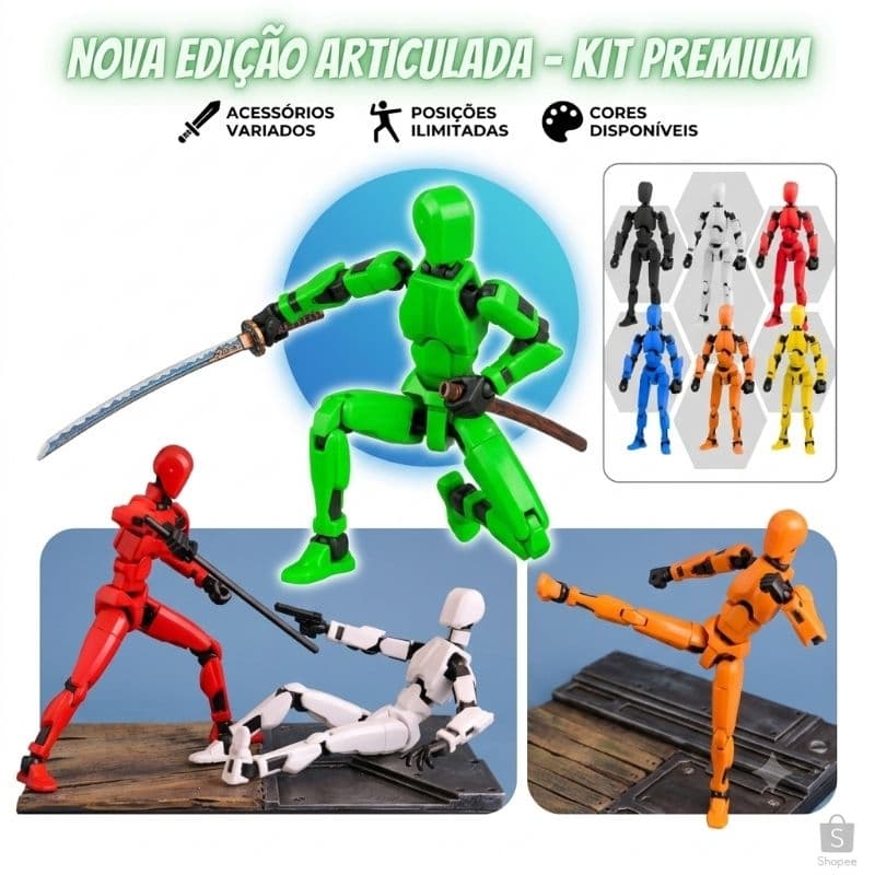Kit 2/3 Boneco Articulado Dummy 13 com 13 Juntas Moveis Para Poses Realistas