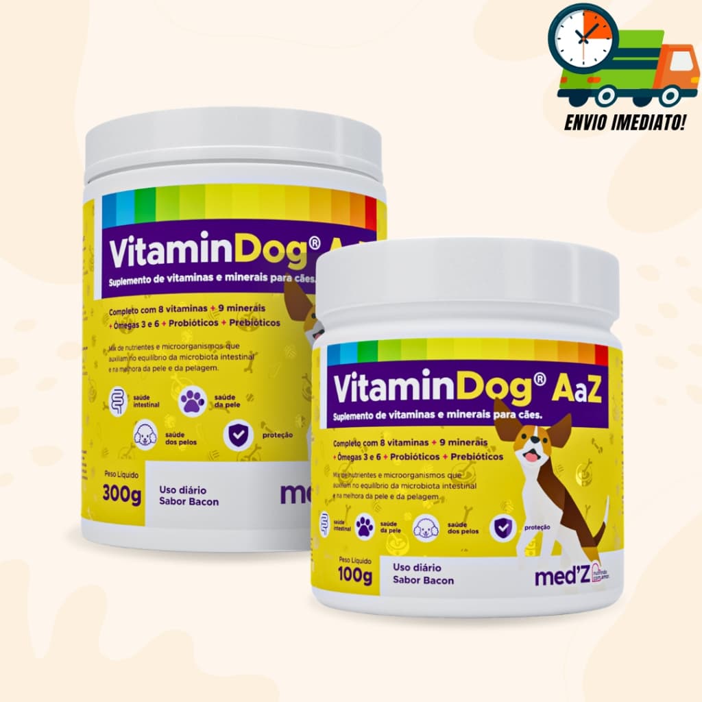 Suplemento Para Cães Completo Vitamina Para Pets VitaminDog AaZ Sabor Bacon - Proteção Total