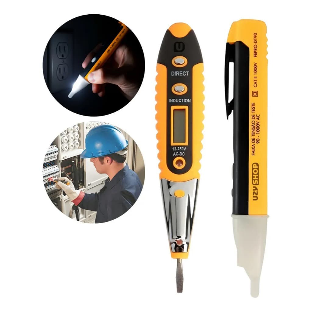 Kit Chave Teste Digital + Caneta Detectora De Tensão e Corrente Voltímetro Medidor D/tensão