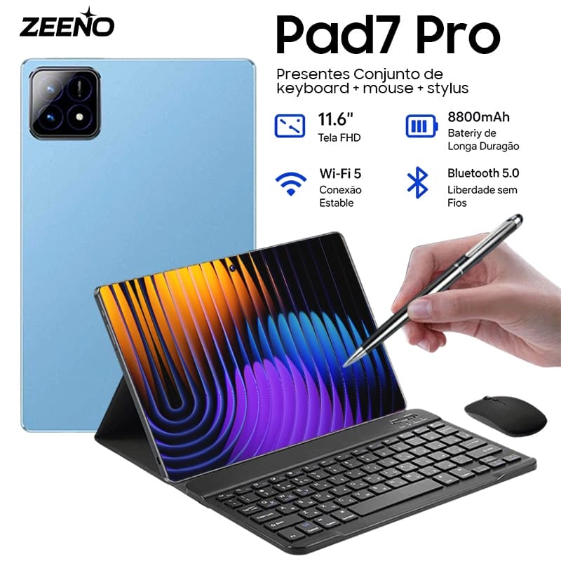 Tablet PC PAD 7 Pro 5G SIM+WiFi 16GB+512GB 11,6 HD Grande Android 15 8800mAh Para estudante trabalho