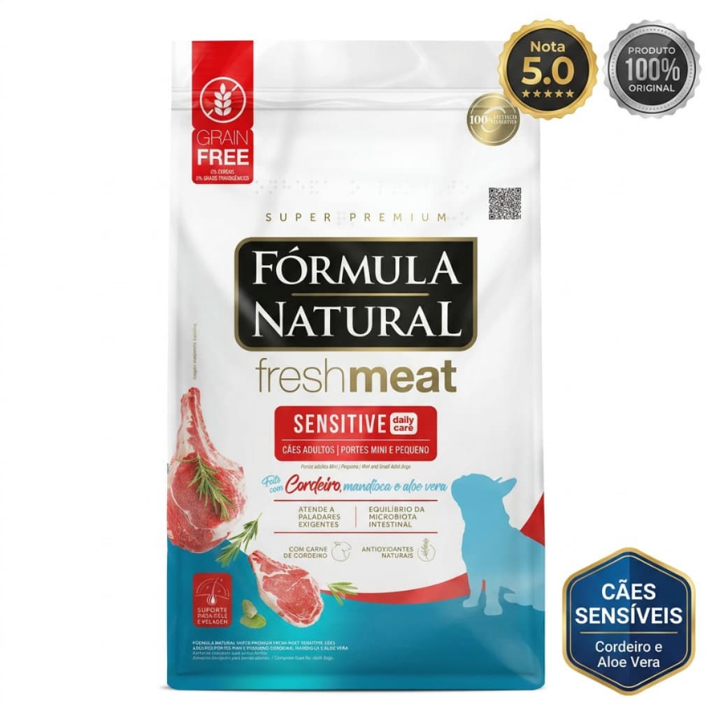 Ração Formula Natural Fresh Meat Sensitive Cordeiro Mini Pequeno 1kg 2,5kg Grain Free Super Premium
