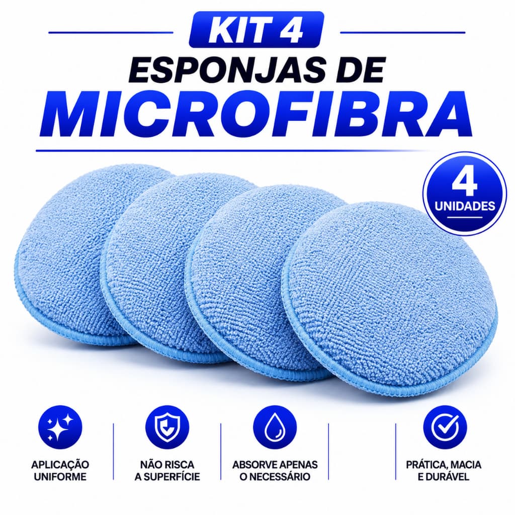 Kit 1/2/3/4 x Aplicador de Microfibras Redondo Polimento De Cera para Carro Automotivo - Nor Detail