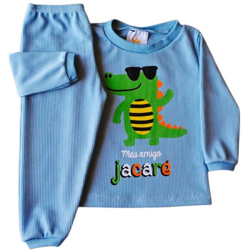 Conj Bebê Blusa Manga Longa Com Calça Canelado Menina/ Menino RN ao GG Ref 2001