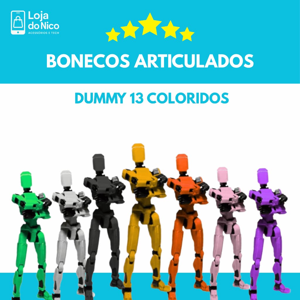 Boneco Articulado Dummy 13 Colorido e Colecionável Presente Infantil Para Presentear