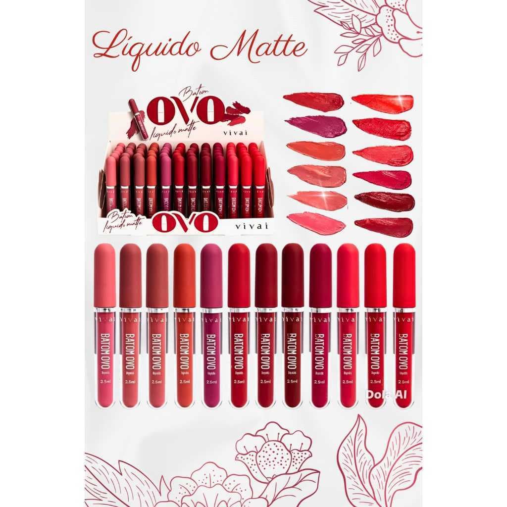 KIT - Batom Liquido Matte Ovo + VIVAI + Cores Vivas e Perfeitas (kit com 2)