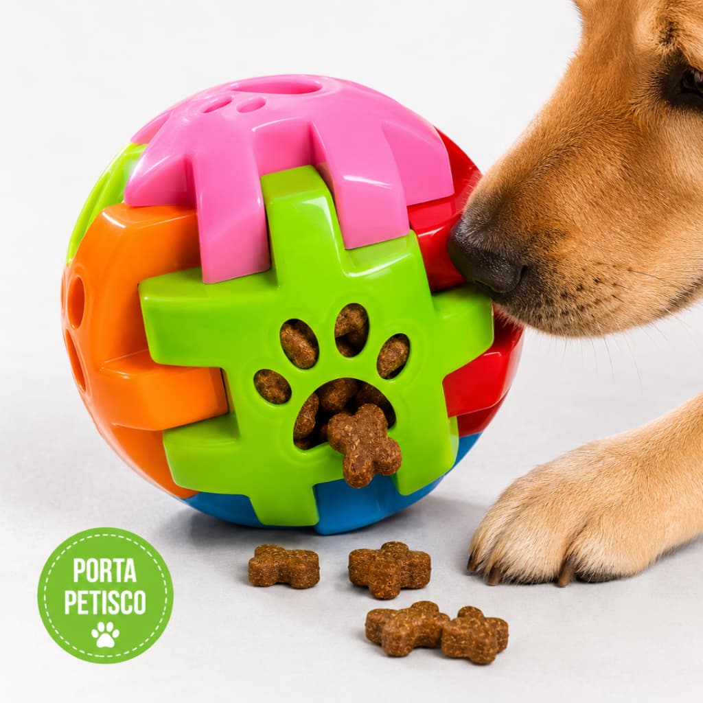 Bola Porta Petisco Cachorro Brinquedo Interativo com Ração Quebra-Cabeça Desmontável Top Secret