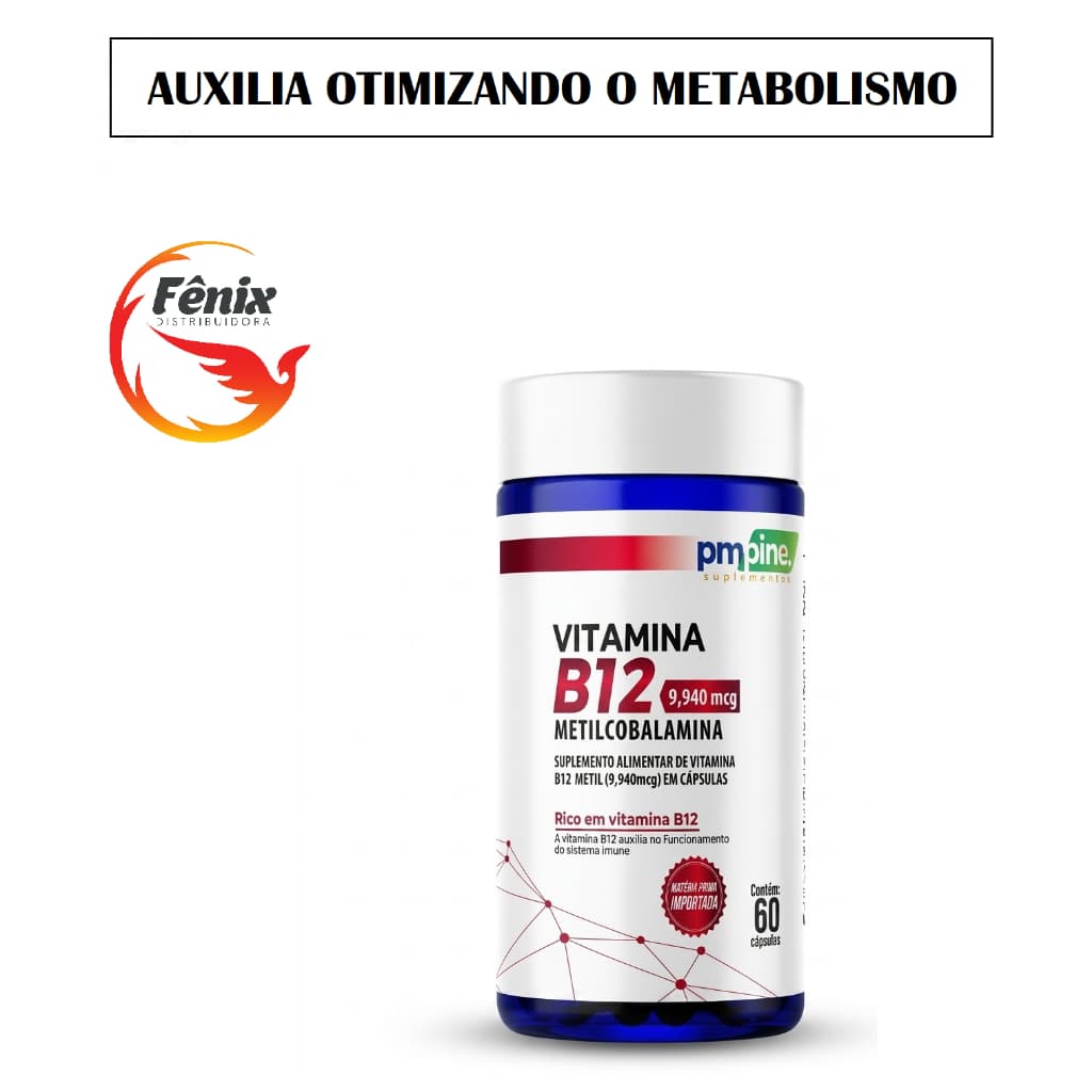Vitamina B12 Metilcobalamina 9,940mcg 60 Cáps - Sistema Imunológico e Metabolismo - Suplemento
