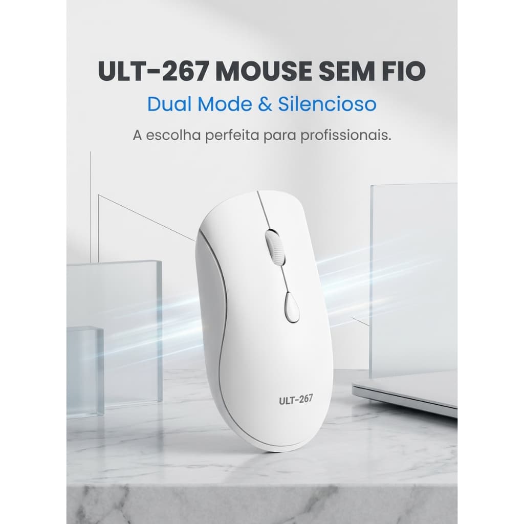 Mouse sem fio Bluetooth ergonômico silencioso e recarregável Ultramax Ult-267