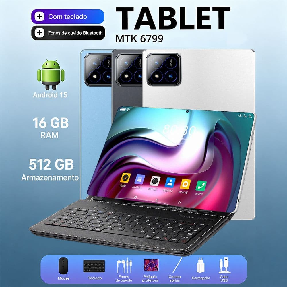 Tablet ZEENO Pad7 Pro | 16GB RAM 512GB | Tela HD 11.6" | Android 15 | 5G | Teclado e Mouse Grátis