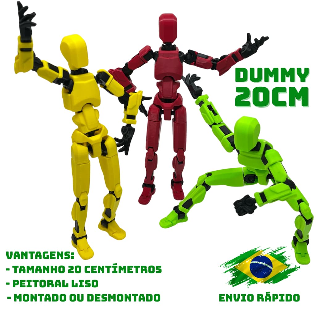Boneco Articulado Dummy - Gigante 20 cm brinquedo educativo varias posições com brindes