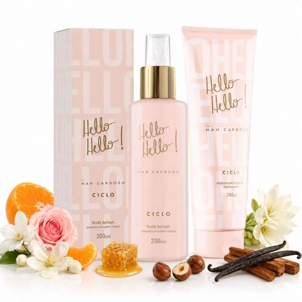 Body Splash Hello Hello Nah Cardoso 200ml + Creme Hidratante 240ml - Kit Nah Cardoso Cosm