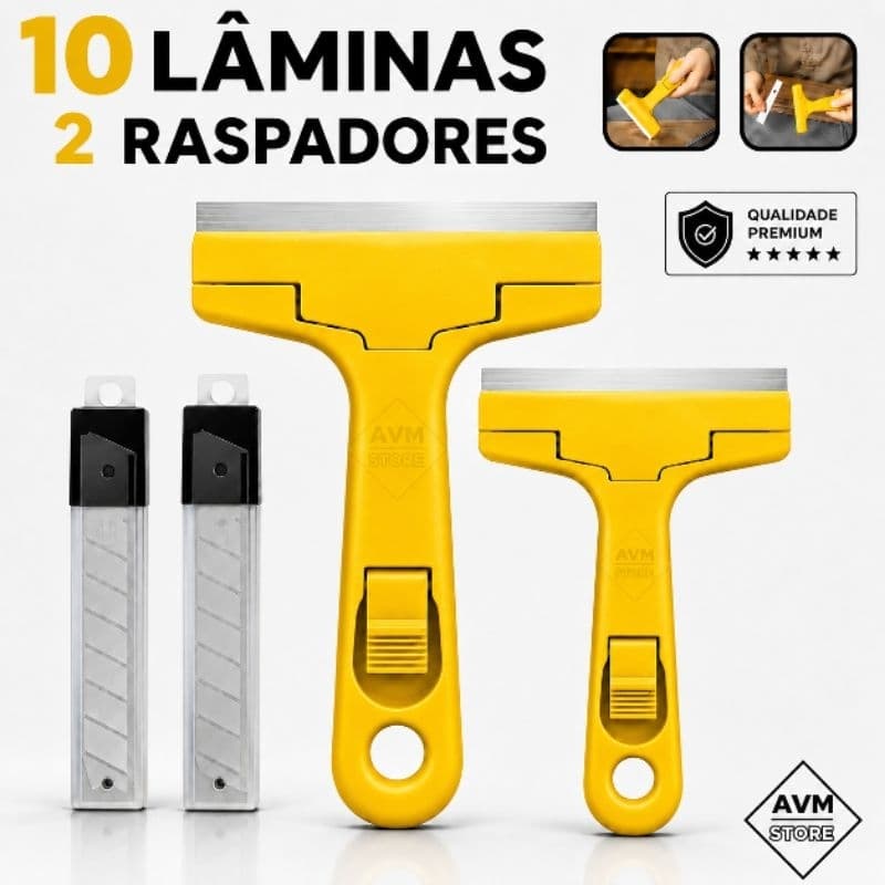 Raspadores Multiuso Para Limpar Box Com 10 Lâminas Profissional / Vidro Piso Cerâmica Azulejo