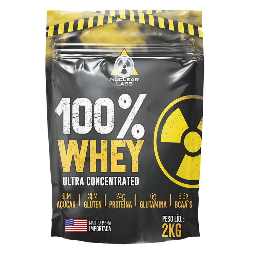 Whey Protein 100% Nuclear Labs Chocolate 2kg Sem Glúten Pó