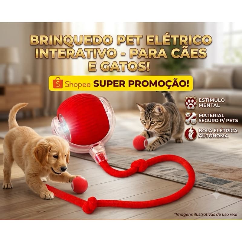 Bolinha Giratória Automática Brinquedos Pet Gato Cachorro Interativa